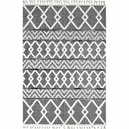 BASHIAN 8 ft. 6 in. x 11 ft. 6 in. Navajo Collection Polyester & Polypropylene Pwr Loom Area Rug Blk/Ivry N114-BKIV-9X12-NAV104